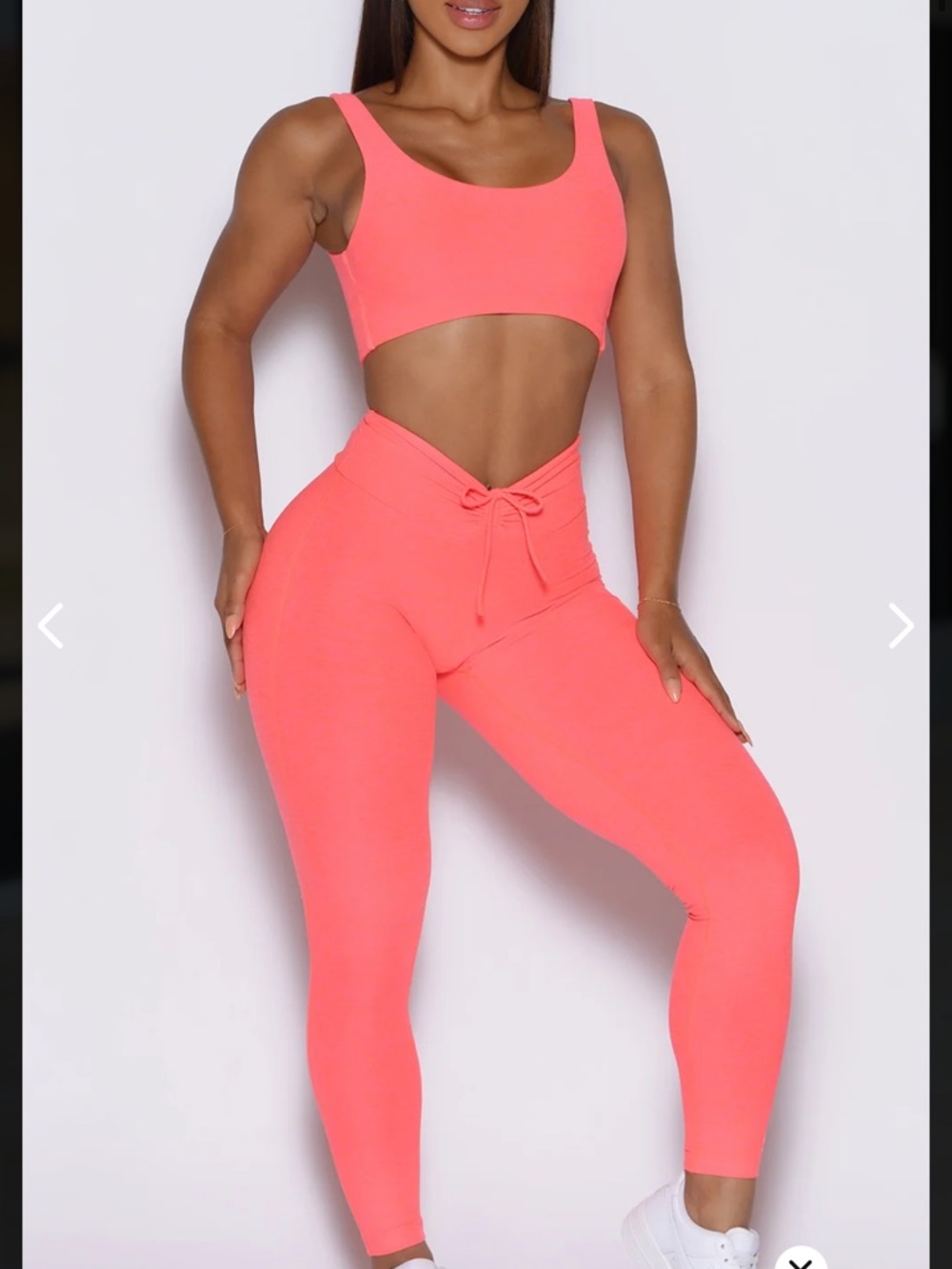 Bombshell Sportswear Neon Coral High-Waist Drawstring Leggings